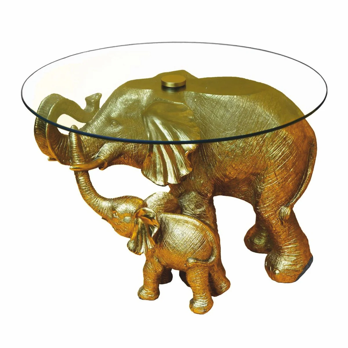 Casa Padrino mesa de centro de lujo de resina sint¨¦tica con tapa de vidrio elefante oro ? 60 x A. 40 cm