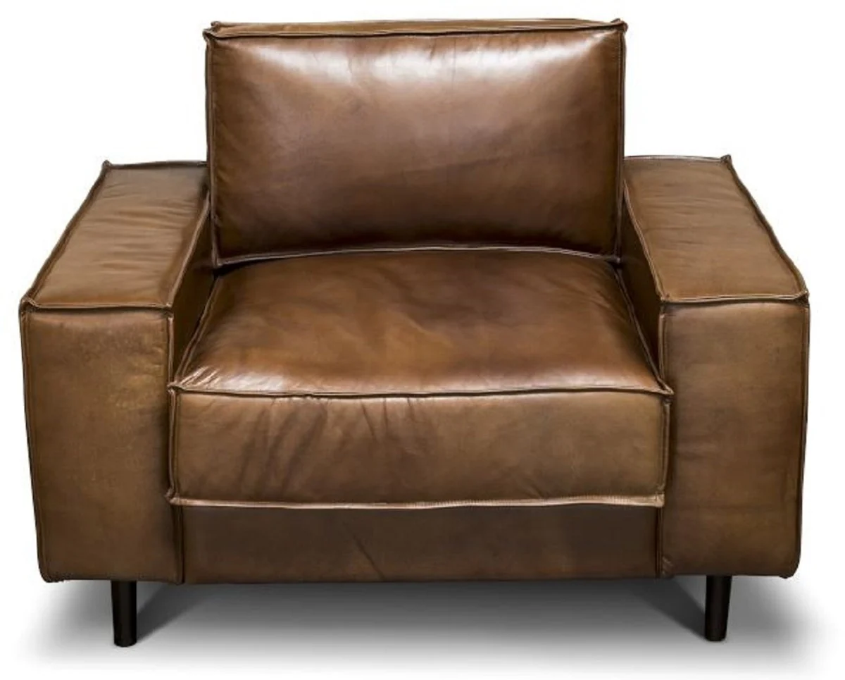 Casa Padrino conjunto de sala de estar de cuero genuina de lujo - Diferentes Colores - 2 Sof¨¢s y 2 Sillones - Muebles de cuero para sala de estar - Calidad de Lujo