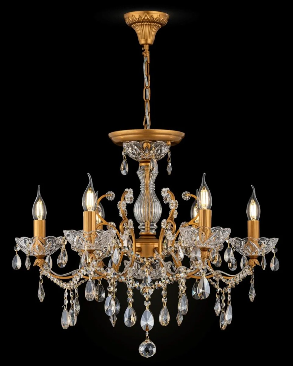 Casa Padrino araña de luces barroco de cristal oro Ø 62 x A. 56 cm - Magnífica lámpara de araña de estilo barroco - Muebles Barrocos