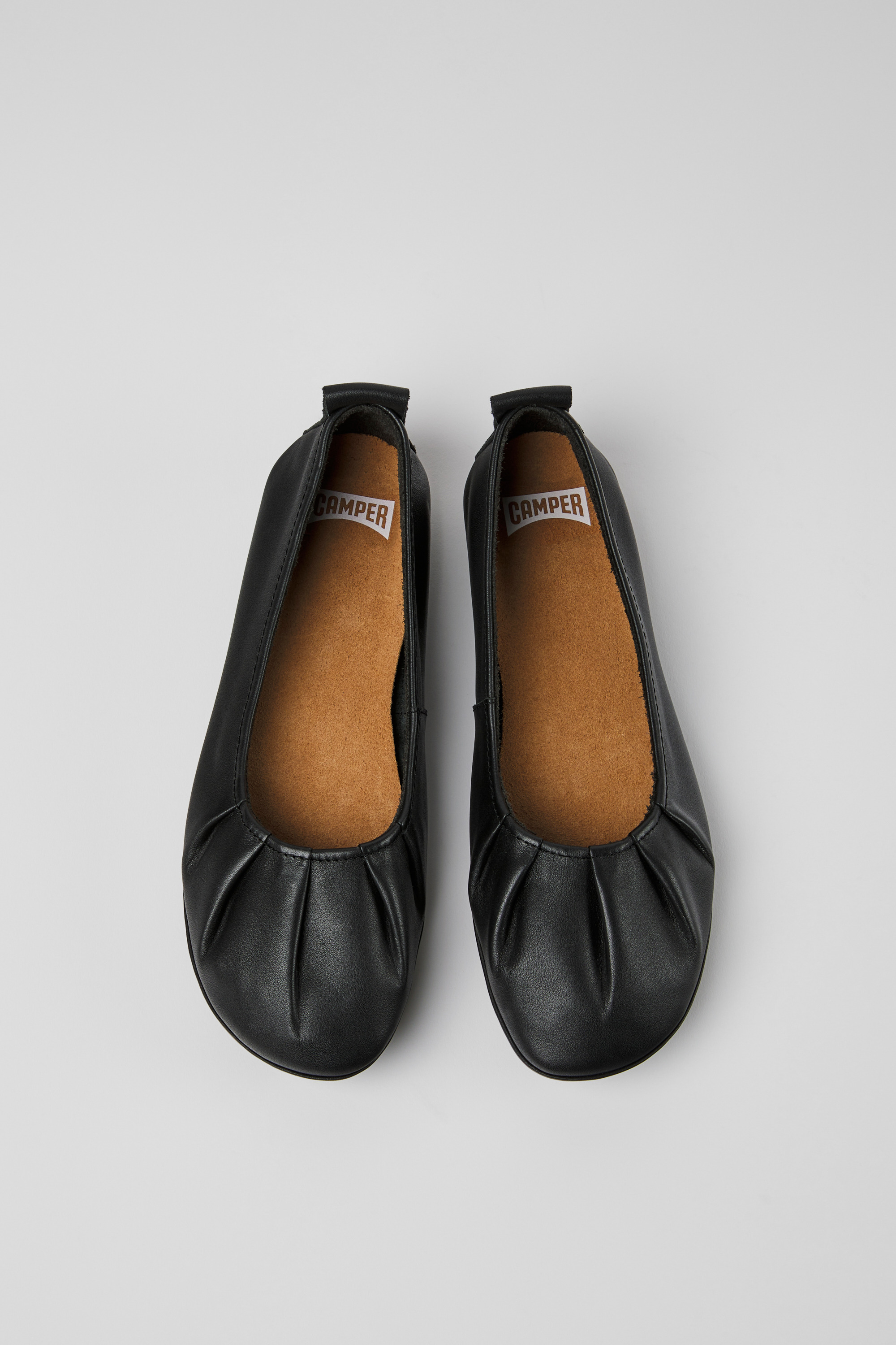 Right - Black leather ballerinas for women