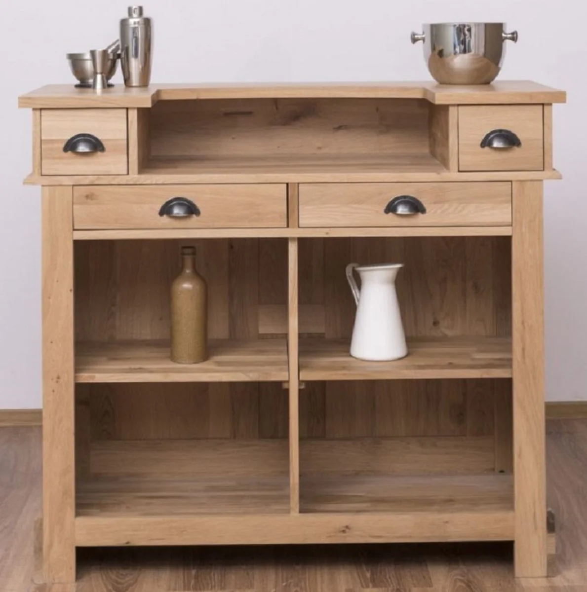 Casa Padrino barra de bar de estilo campestre natural 120 x 51 x A. 107 cm - Mesa de bar de madera maciza - Muebles de bar de madera maciza en estilo campestre