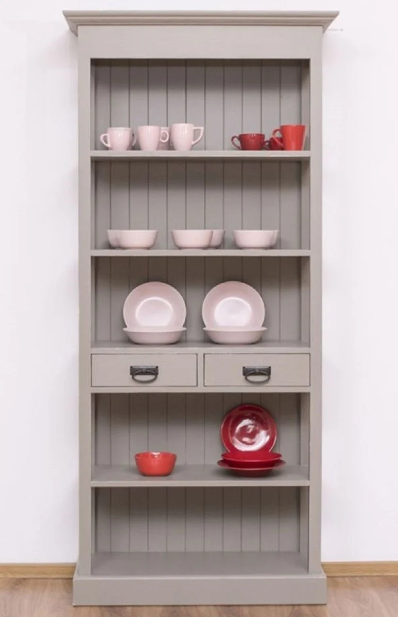 Casa Padrino armario de estilo campestre shabby chic gris antiguo 91 x 39 x A. 197 cm - Armario de comedor de estilo campestre - Muebles de madera maciza - Muebles de estilo campestre shabby chic