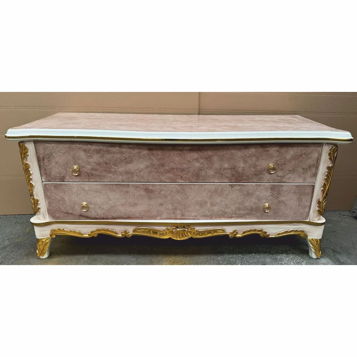 Casa Padrino gabinete de TV barroco de lujo blanco / marr¨®n / oro 165 cm - Muebles barrocos