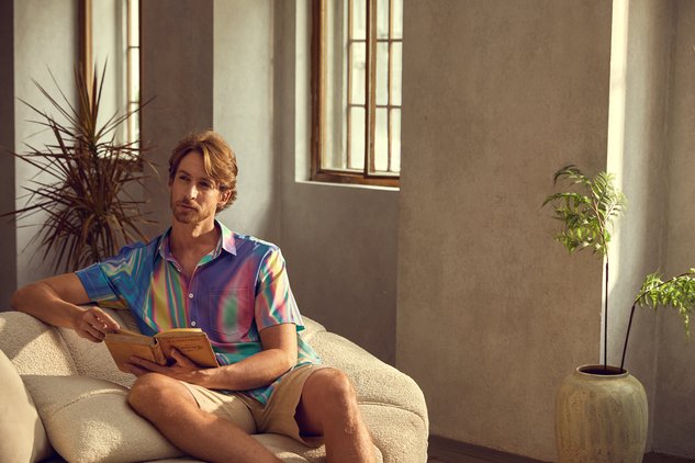 Gradient Color Chest Pocket Short Sleeve Casual Shirt