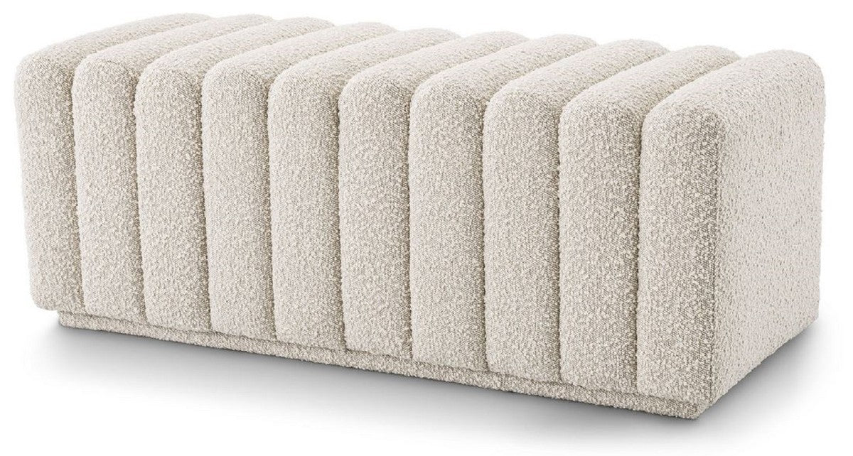 Casa Padrino banco de lujo crema 116 x 47 x A. 46 cm - Banco de salón tapizado - Muebles de Salón - Muebles de Hotel - Muebles de Lujo