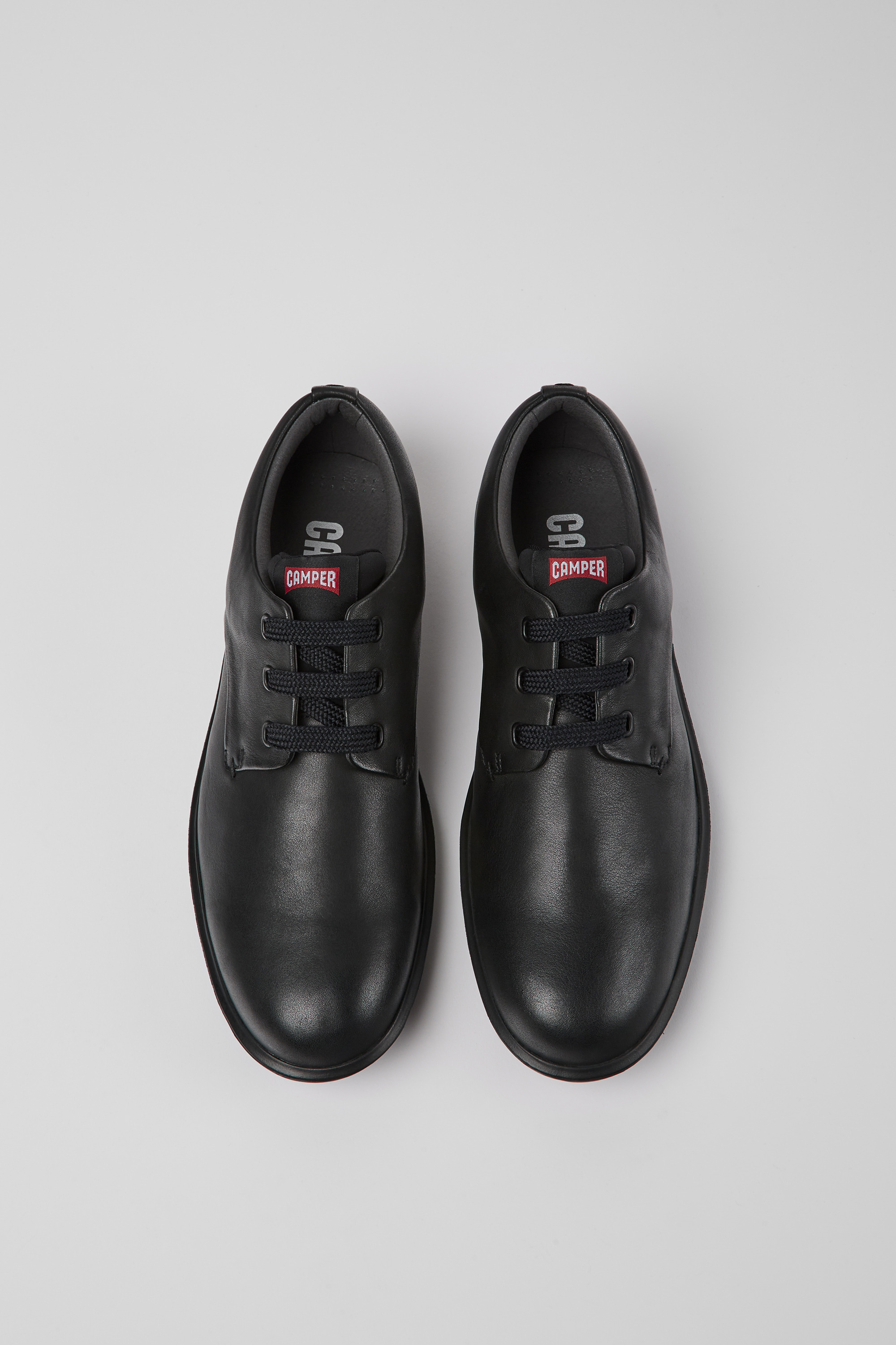 Atom Work - Black leather blucher shoes