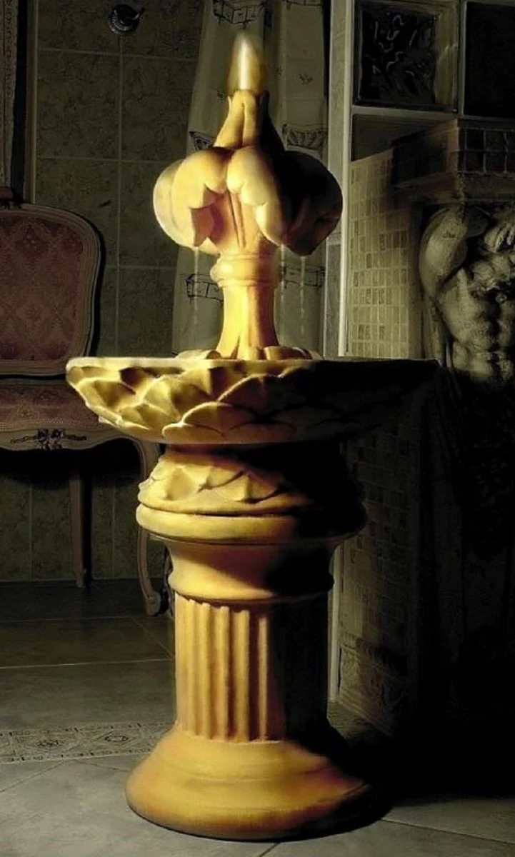 Casa Padrino fuente de jardín barroco beige A. 93 cm - Garden & Terrace Deco Fuente de Piedra de Estilo Barroco - Accesorios de Decoración de Jardín y Terraza Barrocos y Art Nouveau