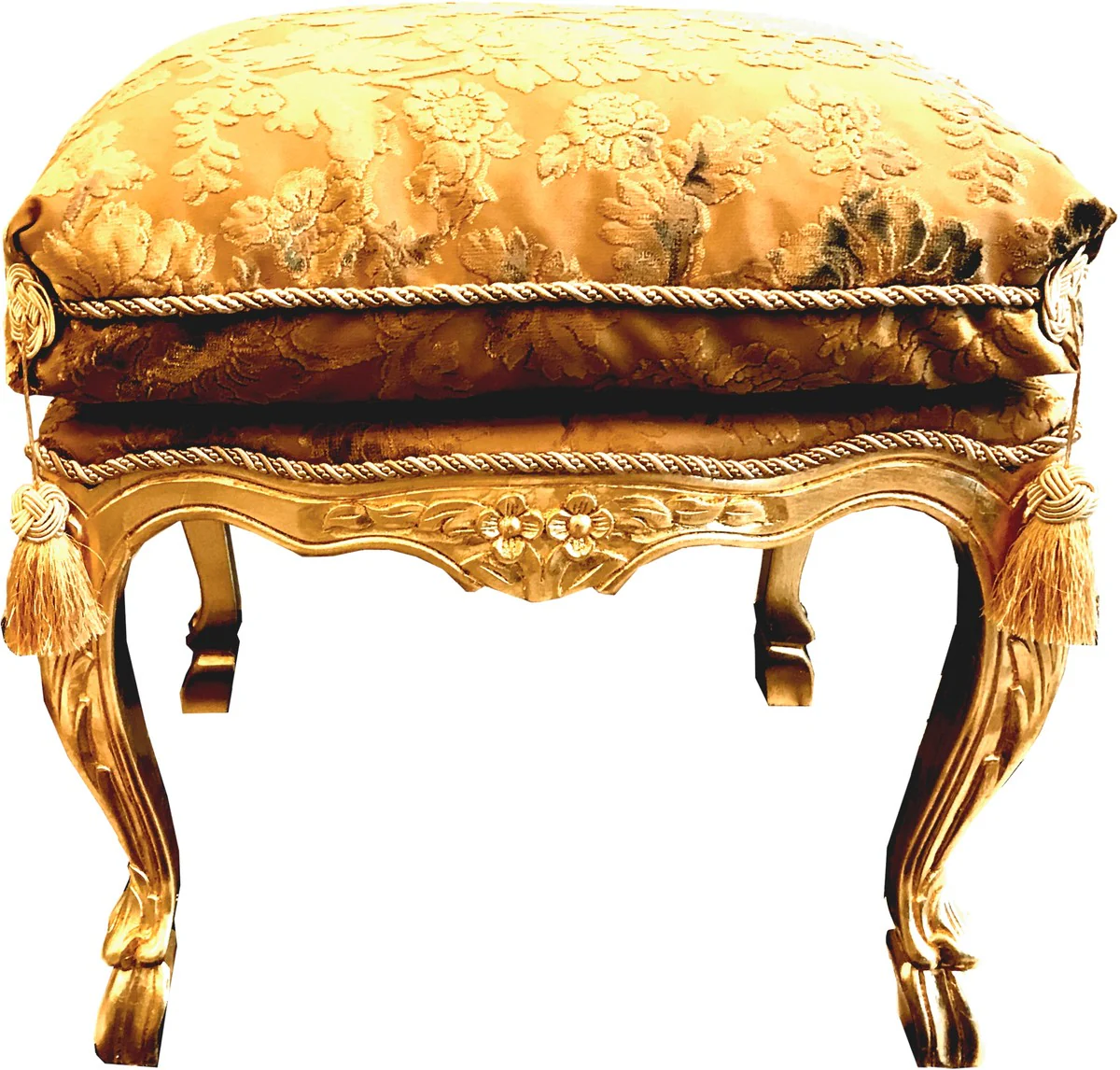 Pomp??s by Casa Padrino taburete barroco de lujo con coj¨ªn de asiento cuadrado patr¨®n oro / oro - Taburete barroco Pomp??ser dise?ado por Harald Gl??ckler