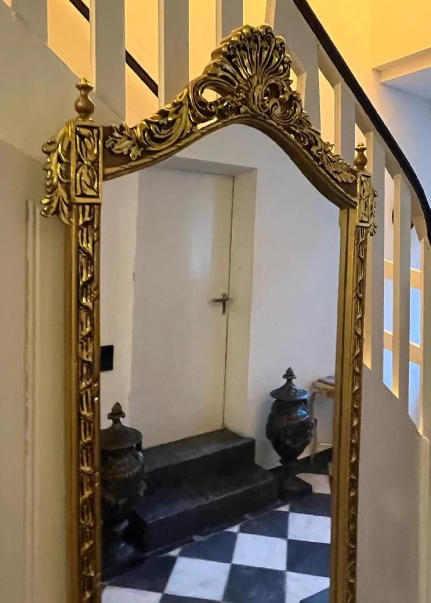 Casa Padrino consola de espejo barroco con tapa de m¨¢rmol oro / gris - Magn¨ªfica consola barroco con espejo - Muebles de armario estilo barroco - Muebles barrocos