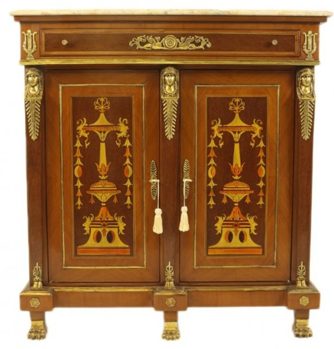 Casa Padrino Empire Baroque Chest mahogany inlaid with marble top