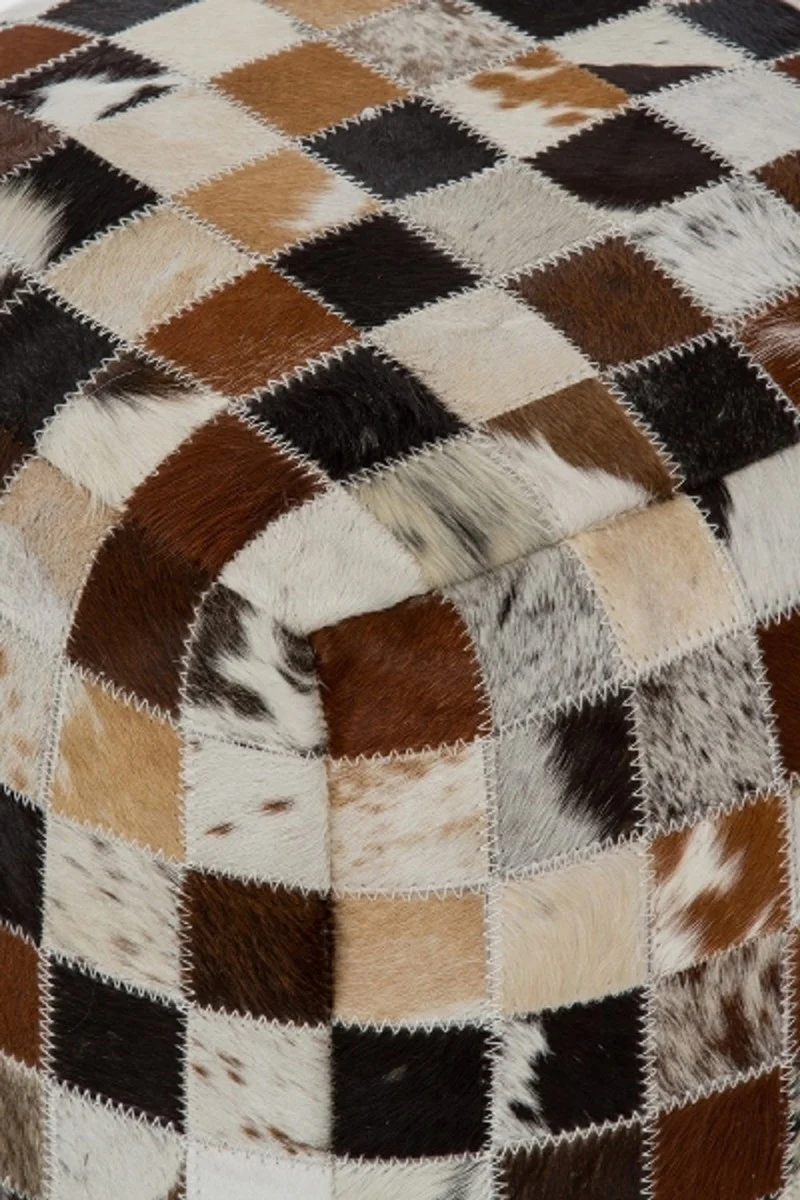 Casa Padrino cubo de asiento de lujo multicolor 40 x 40 x H. 40 cm - Taburete de Asiento de Piel con Dise?o de Retazos