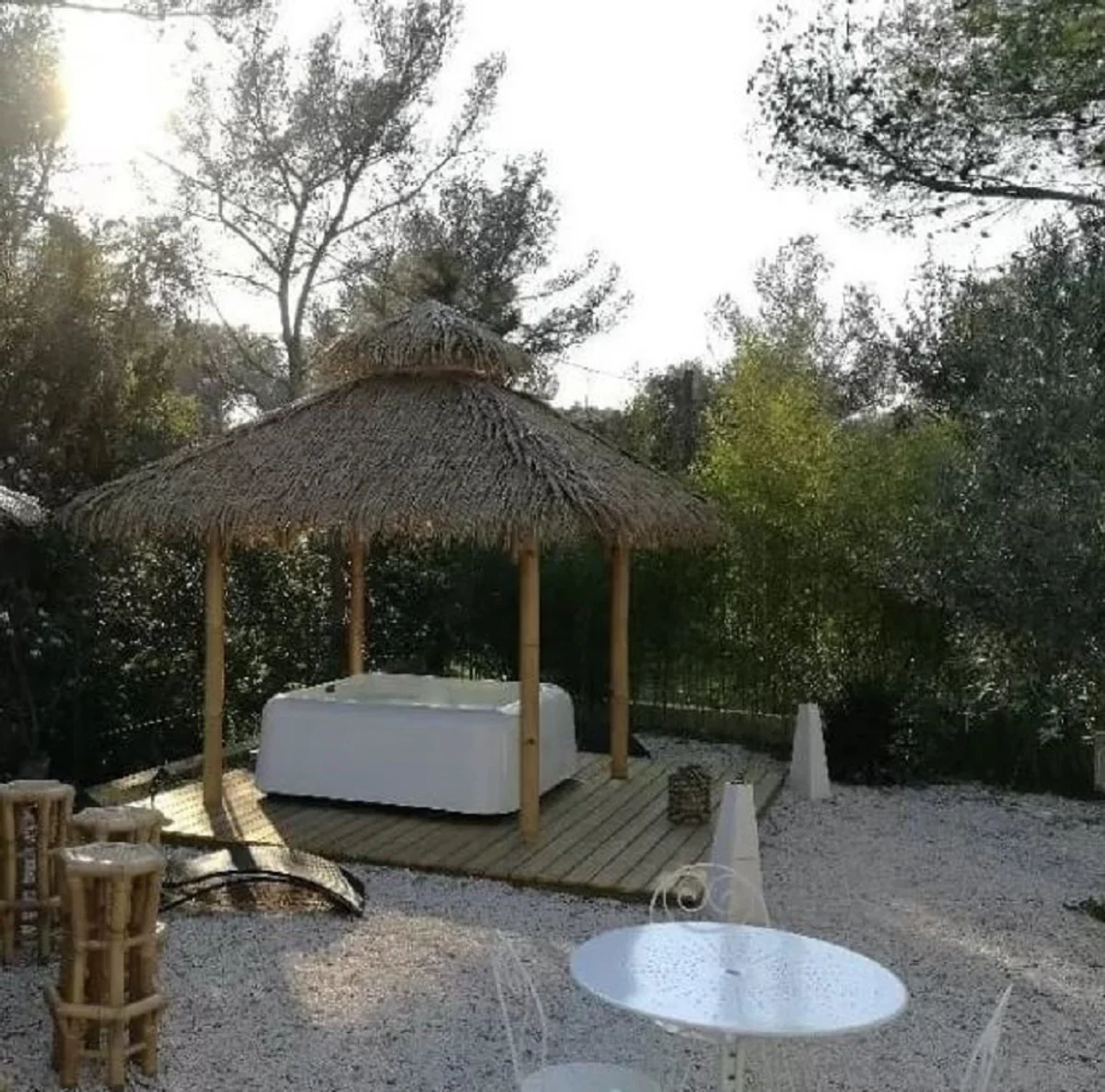 Casa Padrino Pabell¨®n de Jard¨ªn de Bamb¨² de Lujo Natural 400 x 400 x A. 380 cm - Pabell¨®n Resistente a la Intemperie - Muebles de Jard¨ªn - Muebles de Bamb¨² - Muebles de Lujo