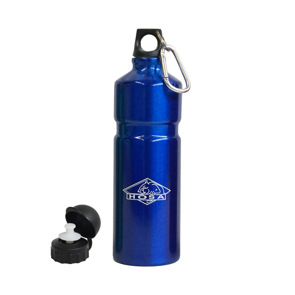 Hosa Aluminio Mosquetón 750 ml azul - Botella cantimplora tapón argolla