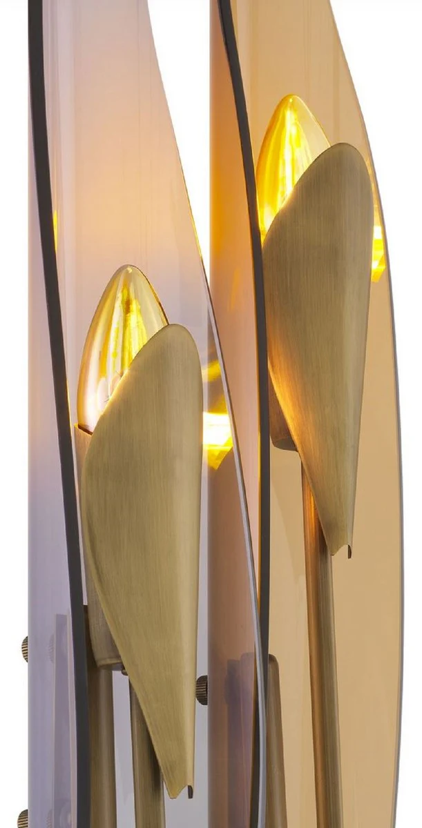 Casa Padrino lámpara de pared de diseño latón antiguo / ámbar / gris 18,5 x 8 x A. 78 cm - Lámpara de pared de metal con pantallas de vidrio tintado - Calidad de Lujo