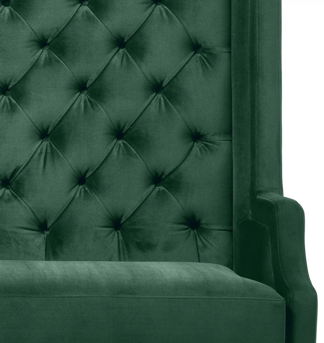 Casa Padrino sof¨¢ de lujo con respaldo alto verde oscuro / negro 160 x 68 x H. 160 cm - Sof¨¢ de Terciopelo Chesterfield - Muebles Chesterfield
