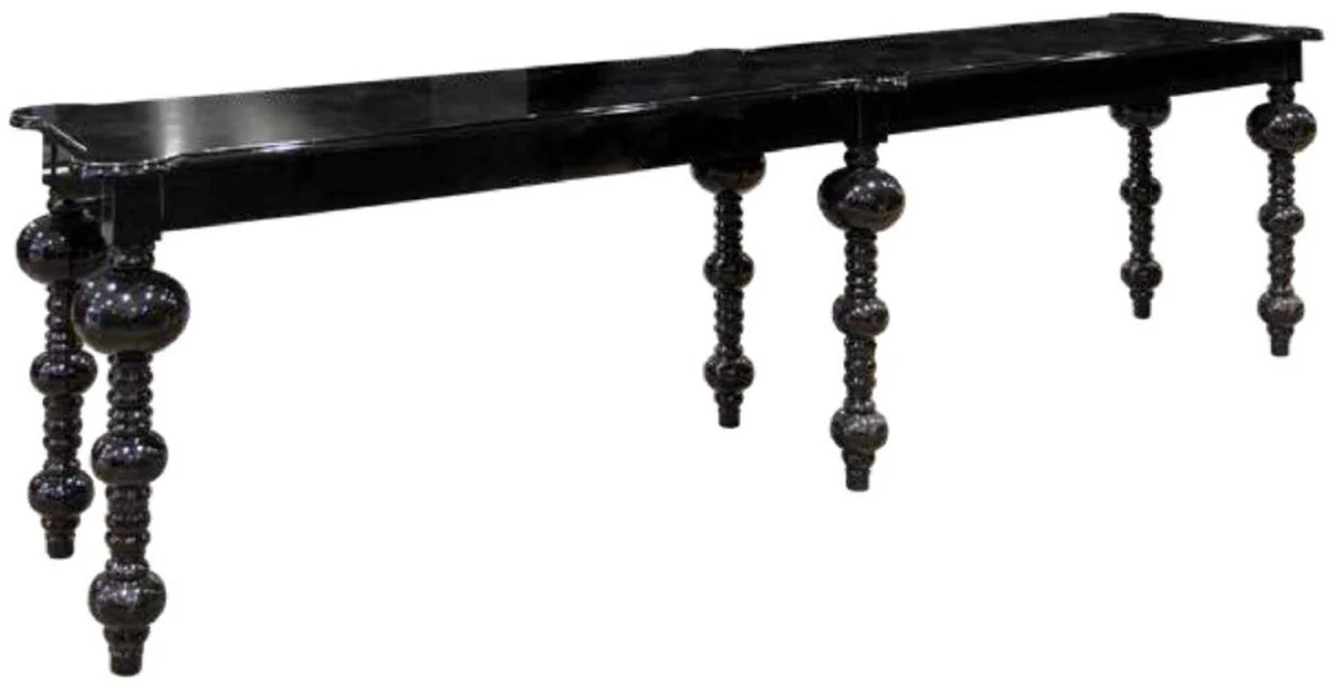 Casa Padrino mesa de bar barroco de lujo negro 400 x 80 x A. 109 cm - Mesa de madera maciza hecha a mano - Muebles de bar barrocos nobles - Muebles de hotel - Calidad de Lujo
