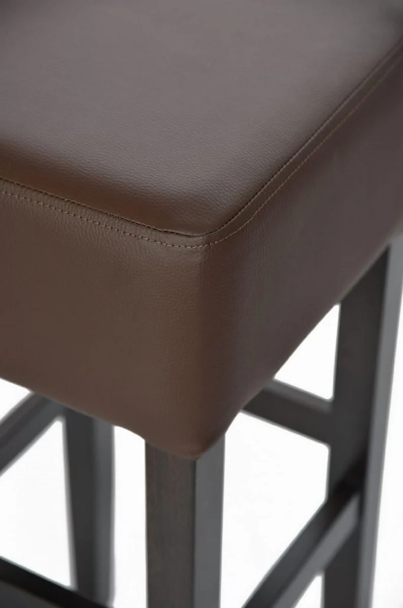 Casa Padrino taburete de bar de estilo campestre marr¨®n / negro A. 80 cm - Silla de bar tapizado de madera maciza