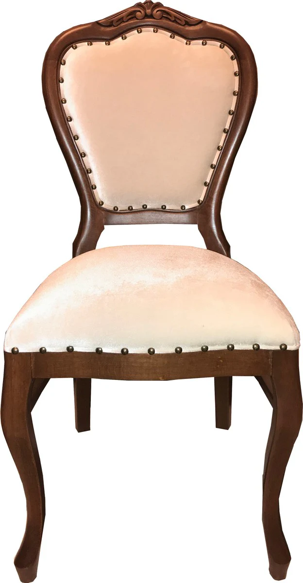 Casa Padrino silla de comedor de lujo barroca marr¨®n / crema terciopelo Mod2 - muebles barrocos