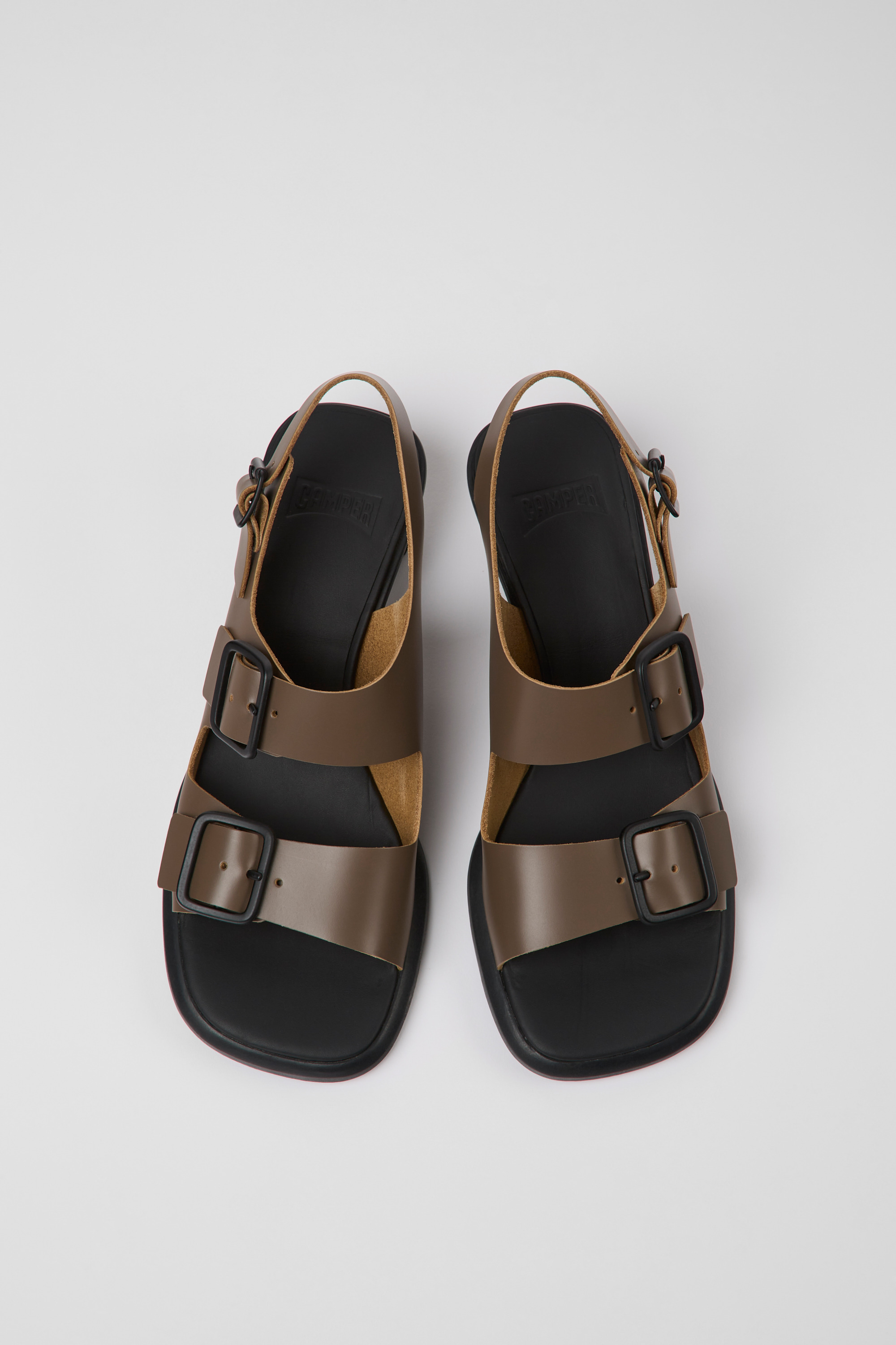 Dina - Brown leather sandals for women