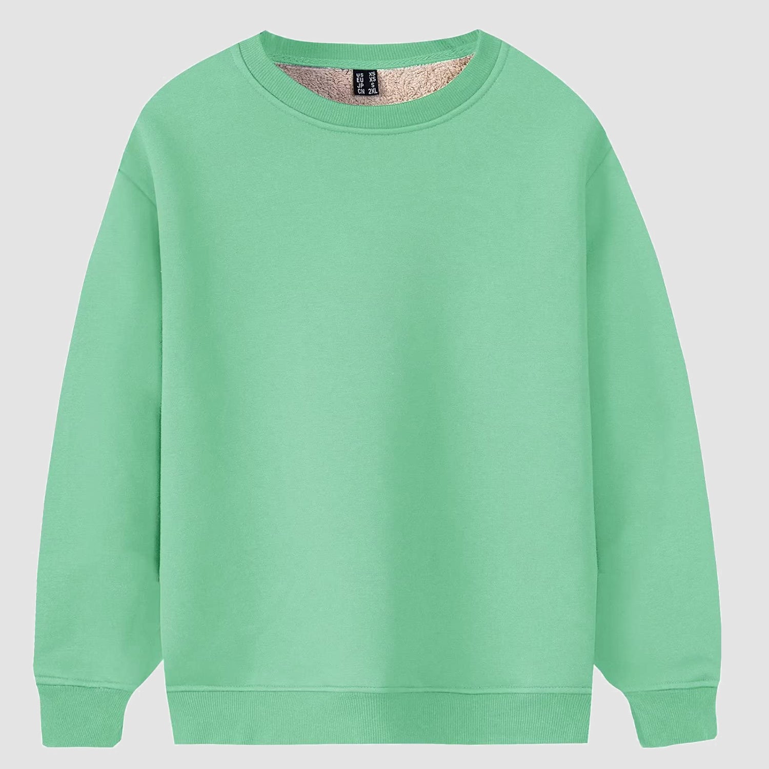 Men's Fleece Lined Sweatshirts Pullover Basic Tops Warm Crewneck Winter Sweater Underwear