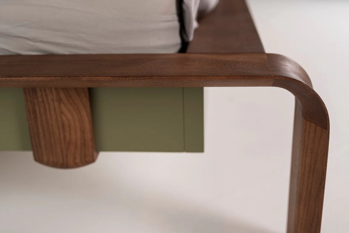 Casa Padrino Cama Doble de Lujo de Madera Maciza Marrón Oscuro - Varios Tamaños