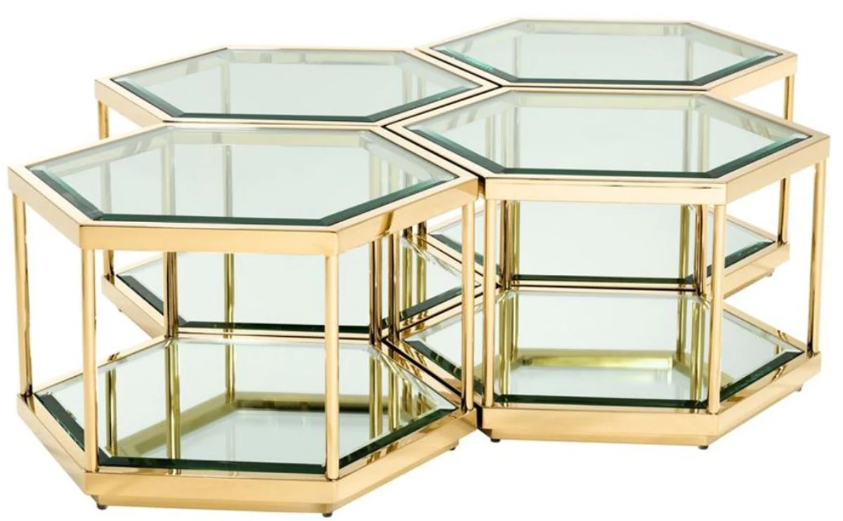 Casa Padrino mesa de centro / mesa de estar de lujo conjunto de 4 oro 60 x 52 x H. 36 cm - Muebles de Sala
