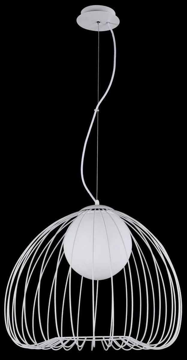 Casa Padrino lámpara de suspensión blanco Ø 50 x H. 41 cm - Luminaria Hecha de Varillas de Metal Curvadas