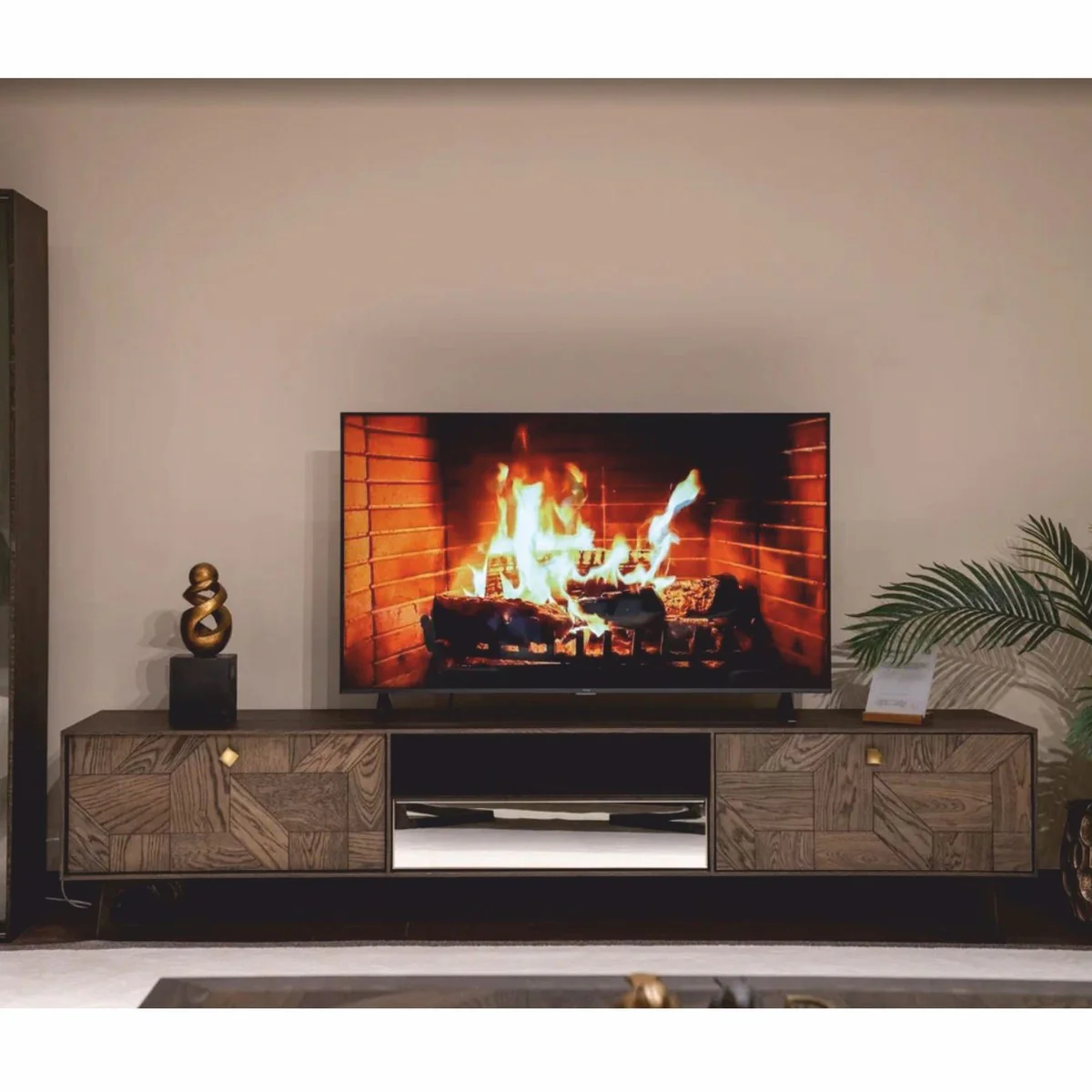 Casa Padrino gabinete de TV de lujo con 3 cajones marr¨®n / lat¨®n 230 cm - Muebles de sal¨®n y hotel