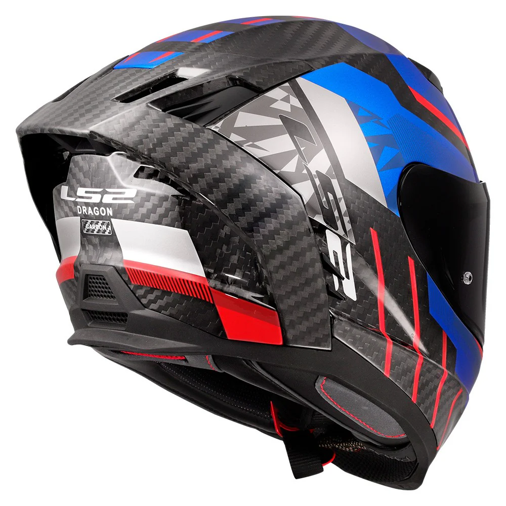 CASCO LS2 FF807 DRAGON CARBON TRAX - AZUL / ROJO