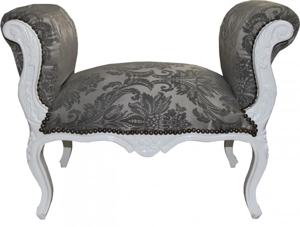 Heces Casa Padrino barroco de heces Modelo gris / blanco - Banco