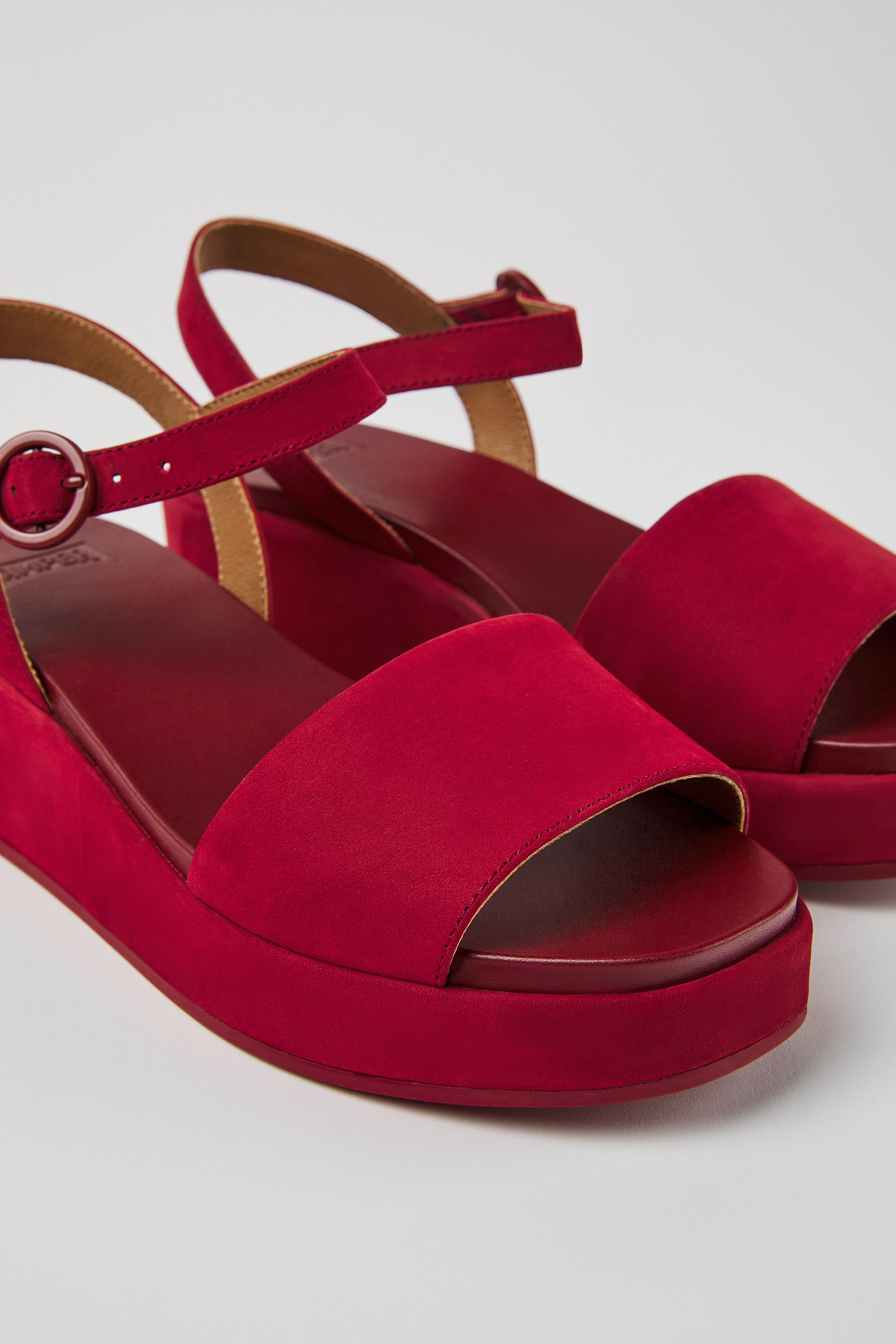 Misia - Burgundy nubuck sandals for women