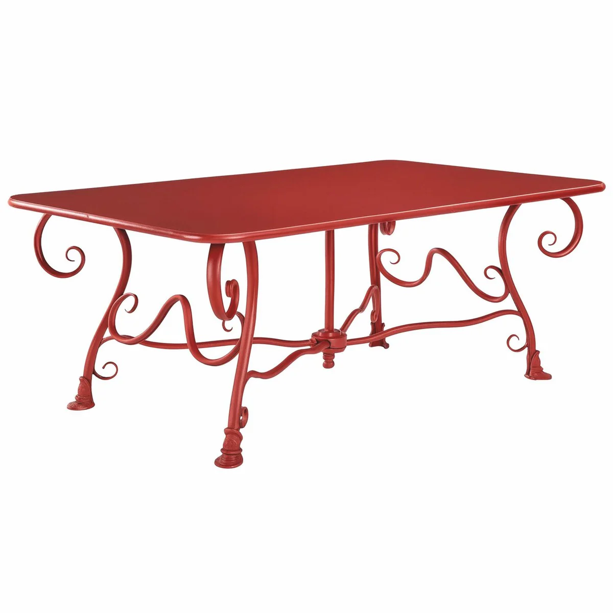 Casa Padrino mesa de jard¨ªn Art Nouveau de hierro forjado rojo 120 cm - Muebles de jard¨ªn nost¨¢lgicos