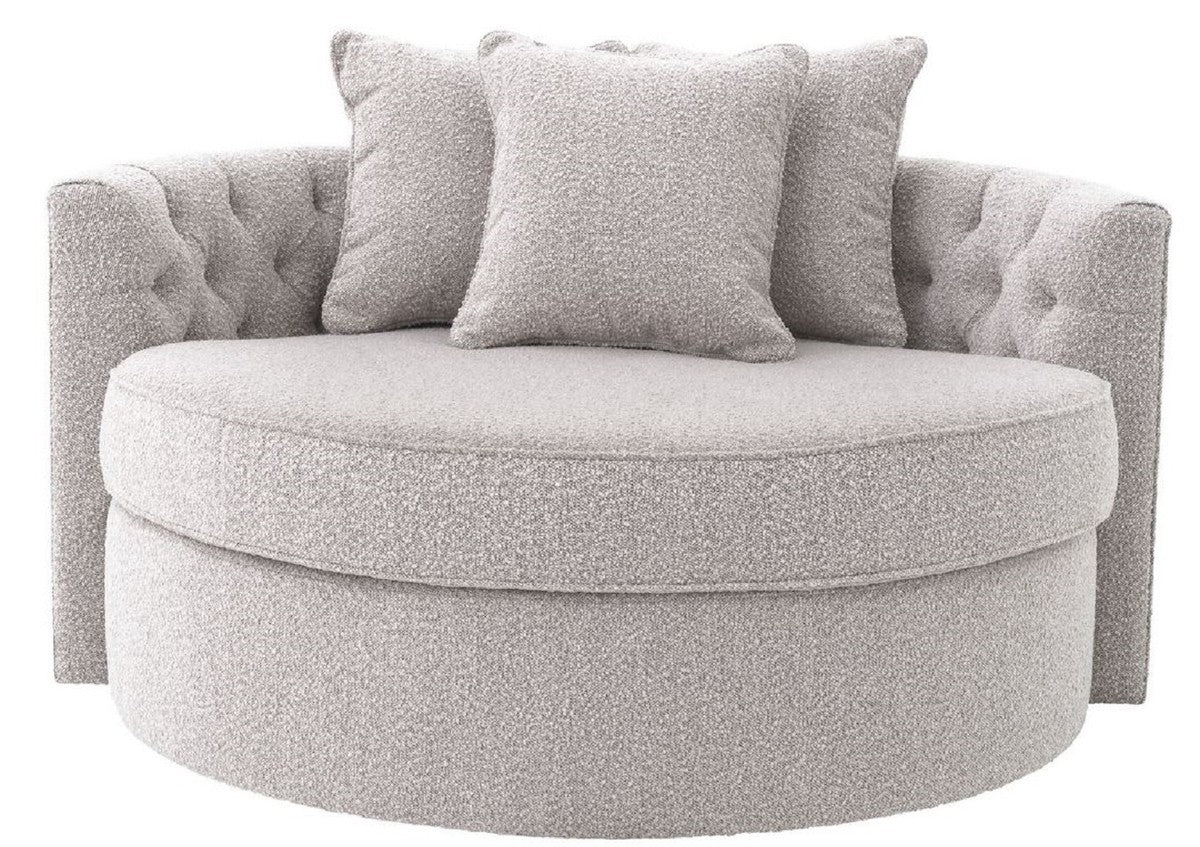 Casa Padrino sof¨¢ redondo de lujo gris 157 x 148 x A. 90 cm - Sof¨¢ de sal¨®n redondo moderno con 3 almohadas - Muebles de sal¨®n - Muebles de lujo