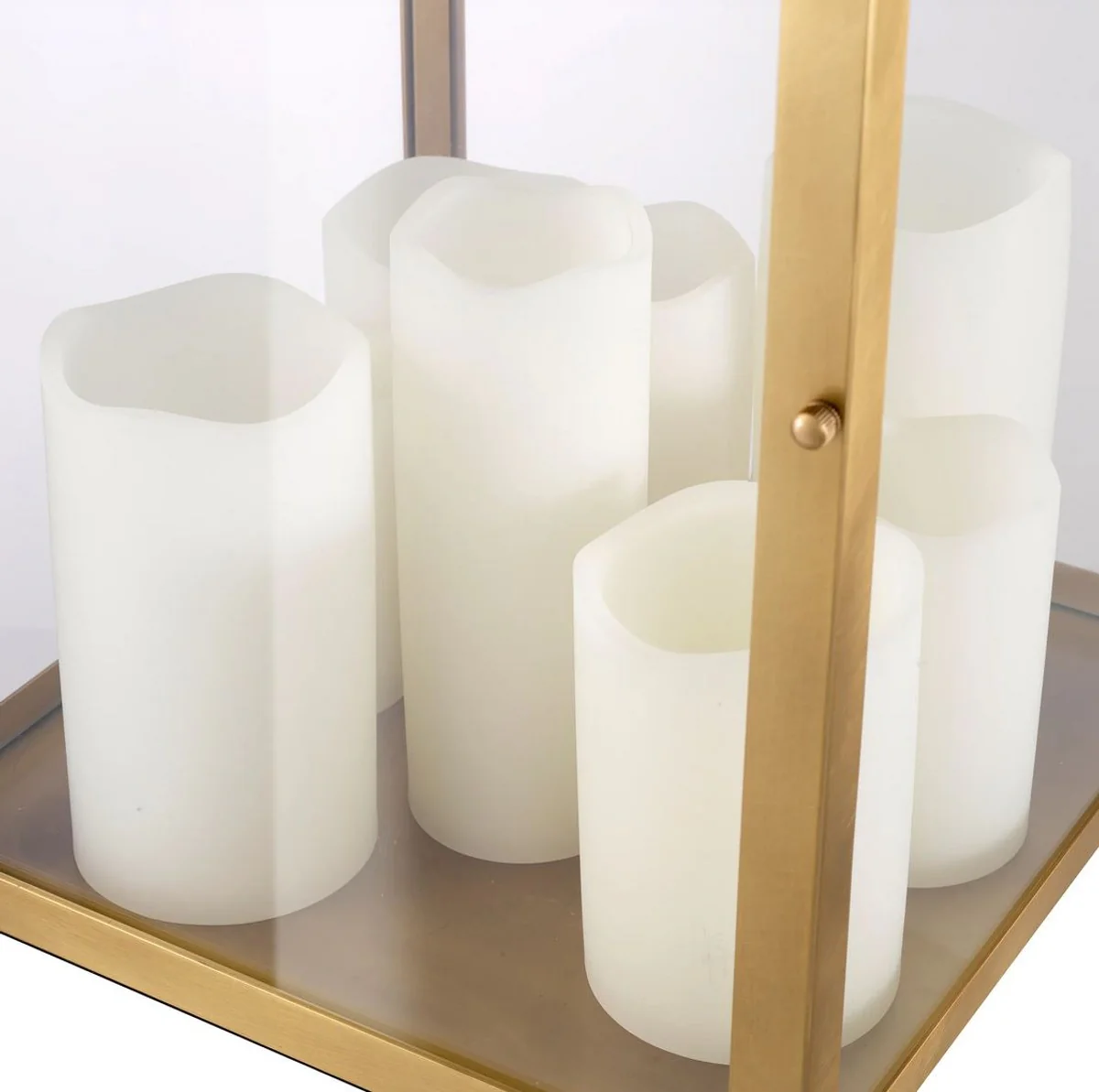 Casa Padrino lámpara de mesa de lujo latón antiguo 35 x 35 x A. 65 cm - Lámpara de escritorio de metal con asa y tulipas en forma de vela - Iluminación de lujo - Muebles de lujo