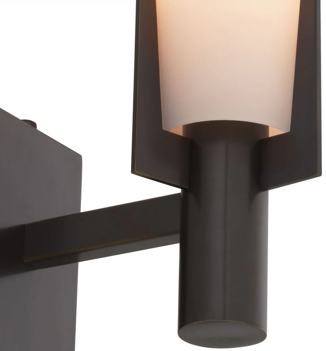 Casa Padrino lámpara de pared de lujo bronce / blanco 13 x 19 x A. 40,5 cm - Elegante aplique de metal con pantalla de vidrio - Lámparas de Lujo