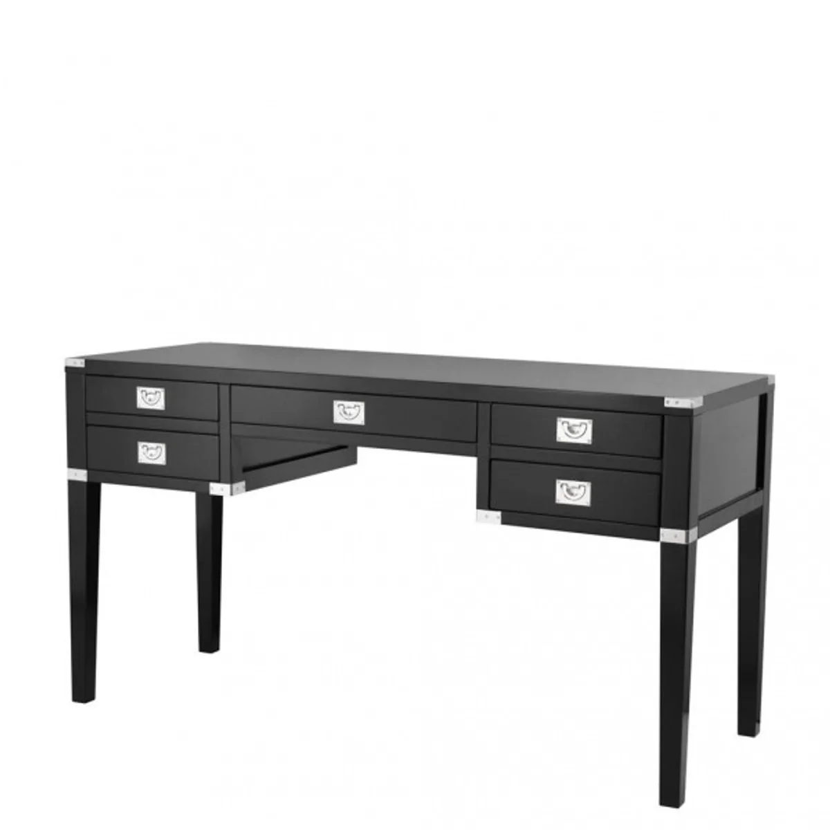 Casa Padrino solid wood secretary black / nickel 143.5 cm - luxury hotel furniture