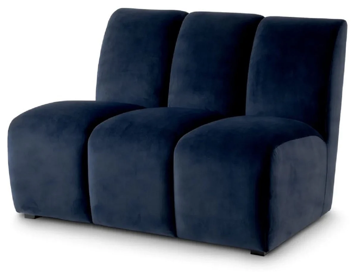 Casa Padrino elemento de sof¨¢ de terciopelo de lujo azul medianoche / negro 108,5 x 94,5 x A. 83 cm - Sof¨¢ de sal¨®n extensible - Muebles de sal¨®n - Muebles de lujo