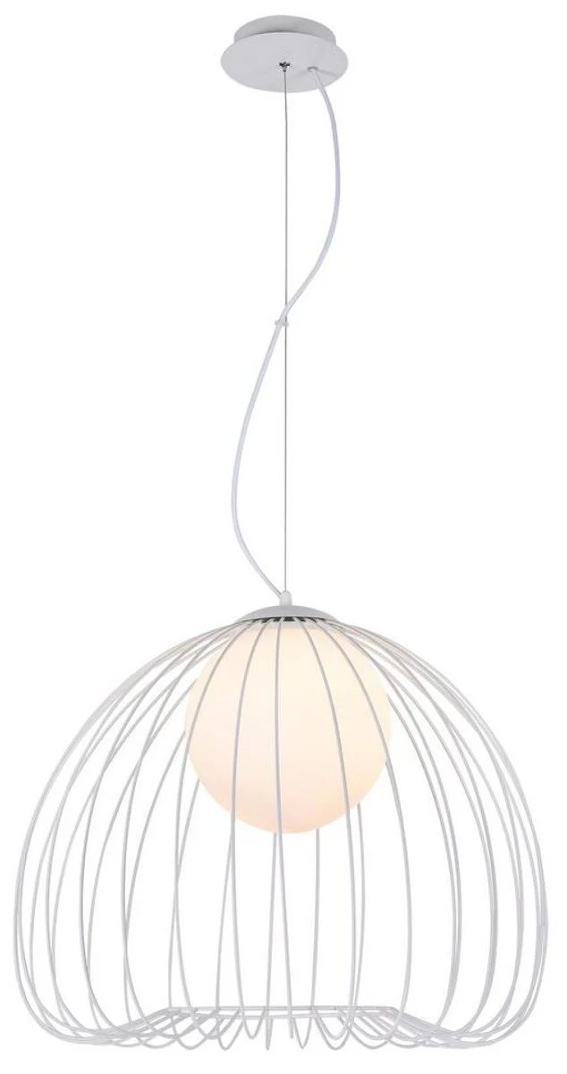 Casa Padrino lámpara de suspensión blanco Ø 50 x H. 41 cm - Luminaria Hecha de Varillas de Metal Curvadas