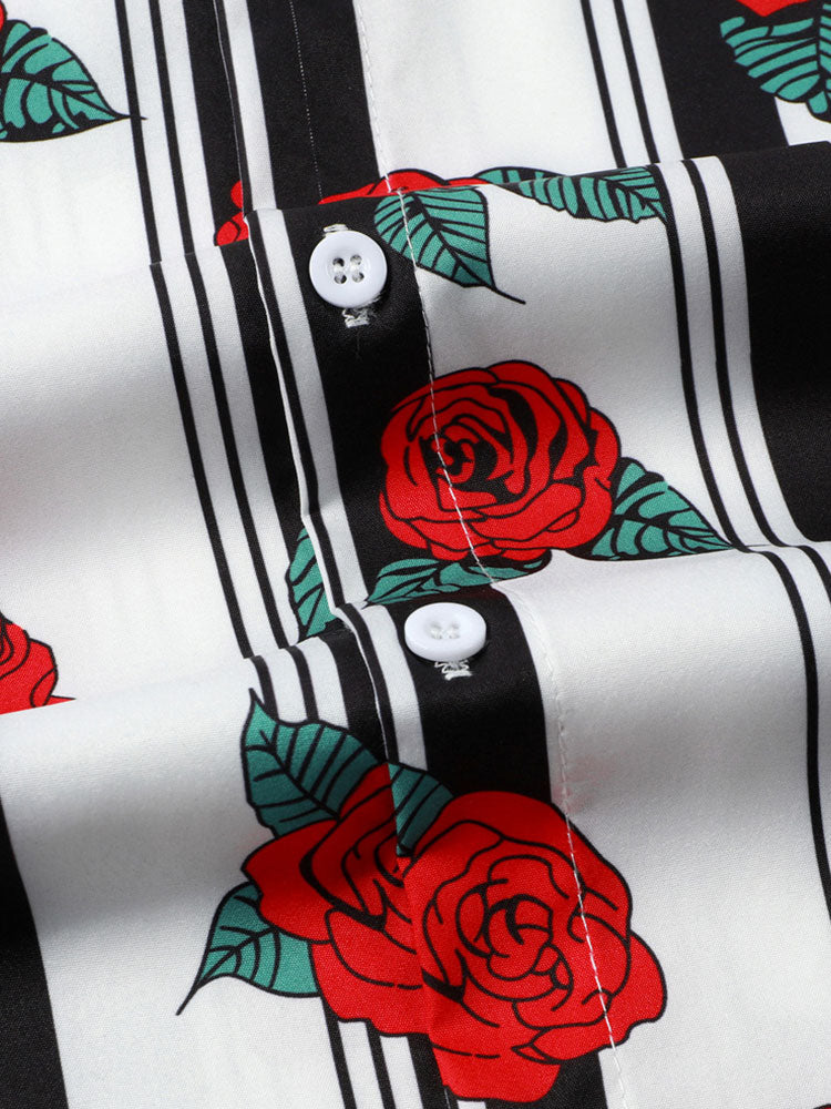 Rose Striped Print Shirt