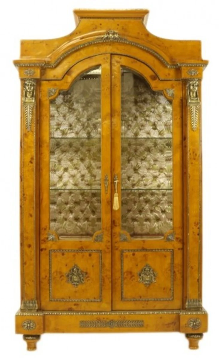Casa Padrino Empire Vitrine birdseye maple 195 x 110 cm - Handcrafted from solid wood - baroque display case