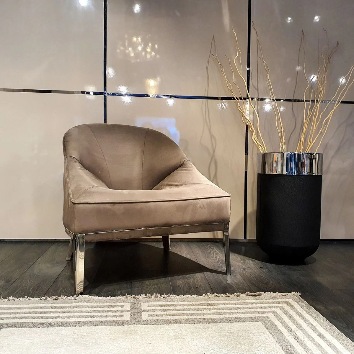 Casa Padrino sill¨®n de lujo marr¨®n / plata 85 x 88 x A. 90 cm - Sill¨®n de Sal¨®n - Muebles de Sal¨®n - Colecci¨®n de Lujo