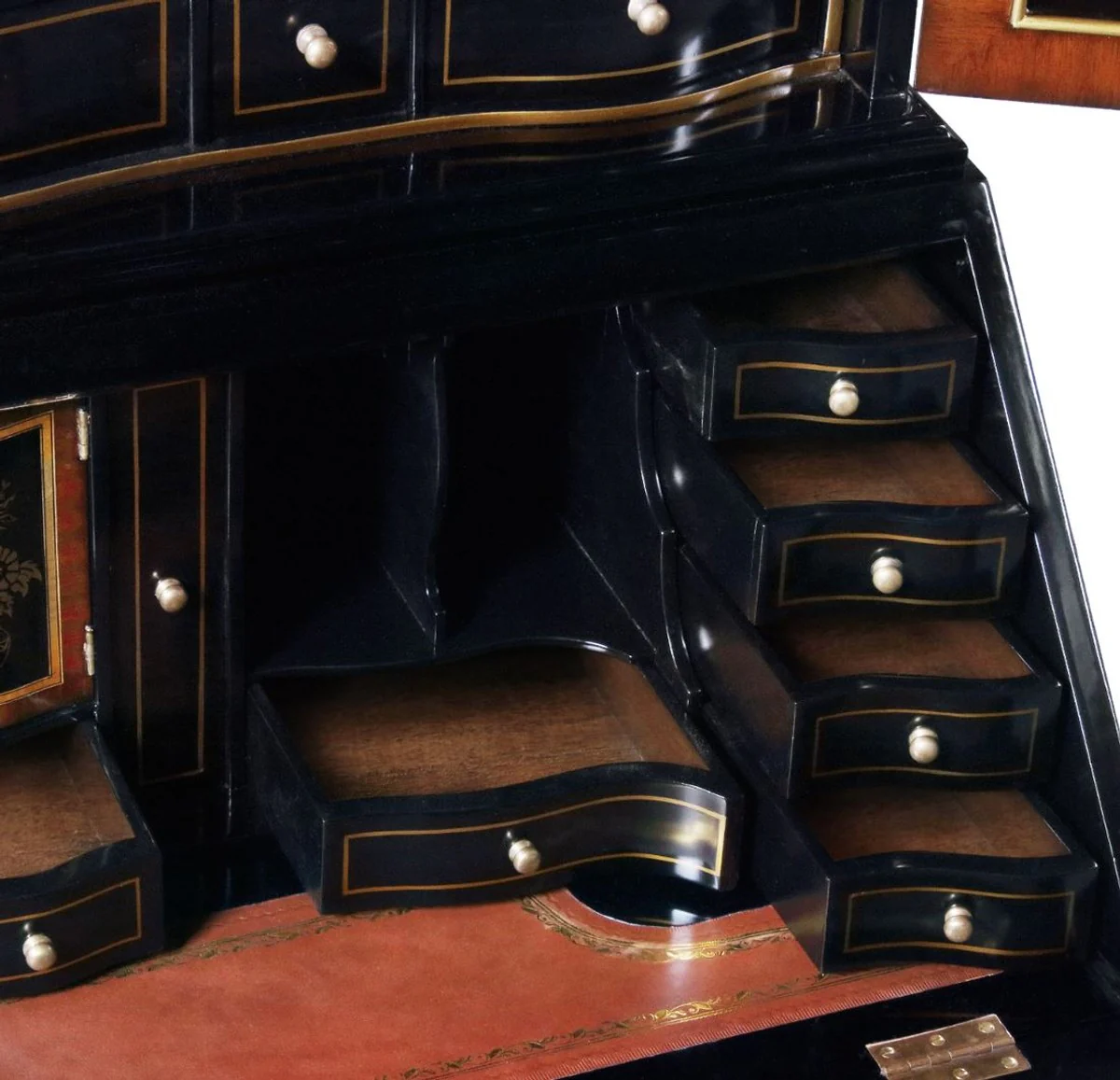 Casa Padrino armario de escritorio barroco de lujo en estilo chino negro / oro 104 x 58 x A. 238 cm - Magn¨ªfico armario de oficina de madera maciza - Noble mobiliario de oficina barroco