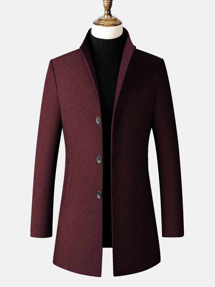 Funnel Neck Woolen Overcoat