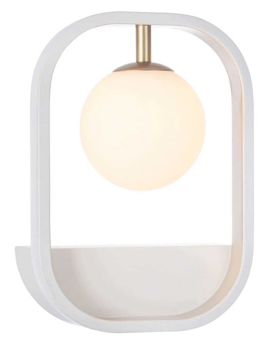 Casa Padrino aplique de pared de lujo blanco / oro 17.8 x 11 x H. 25 cm - Lámpara de Pared de Lujo