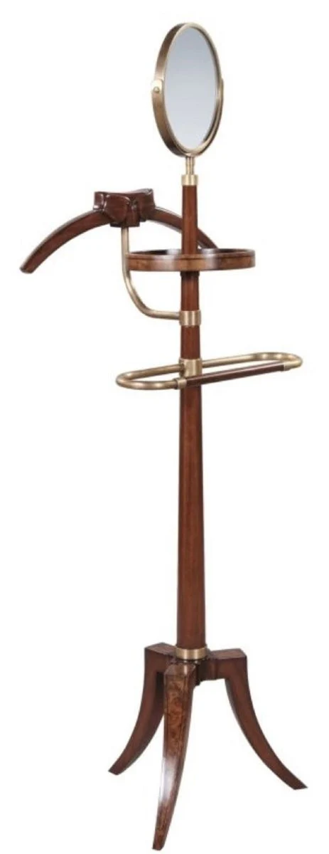 Casa Padrino sirviente mudo de lujo con espejo marrón 51 x 36 x H. 160 cm - Perchero Abrigo Perchero Traje Soporte Mudo Sirviente Caballero