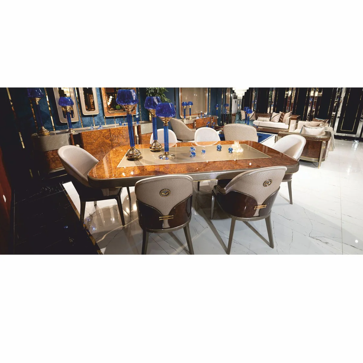 Casa Padrino mesa de comedor de lujo marr¨®n / oro / gris 240 cm - Muebles de comedor