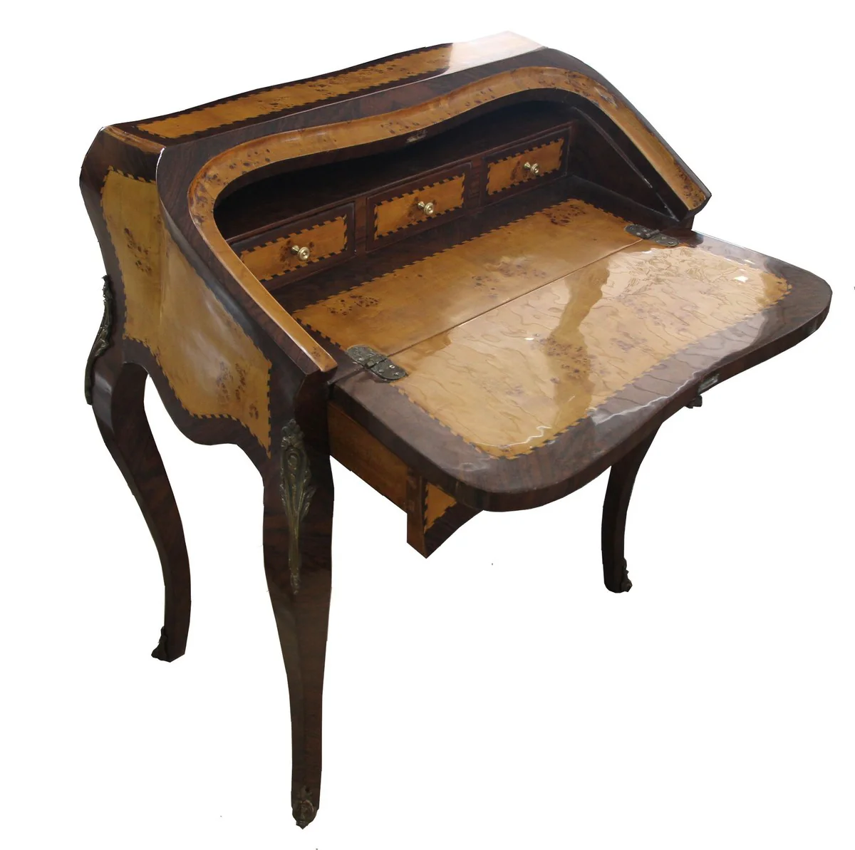 Casa Padrino Secretario barroco caoba claro - 74 x 45 x 88 cm - Secretario estilo antiguo