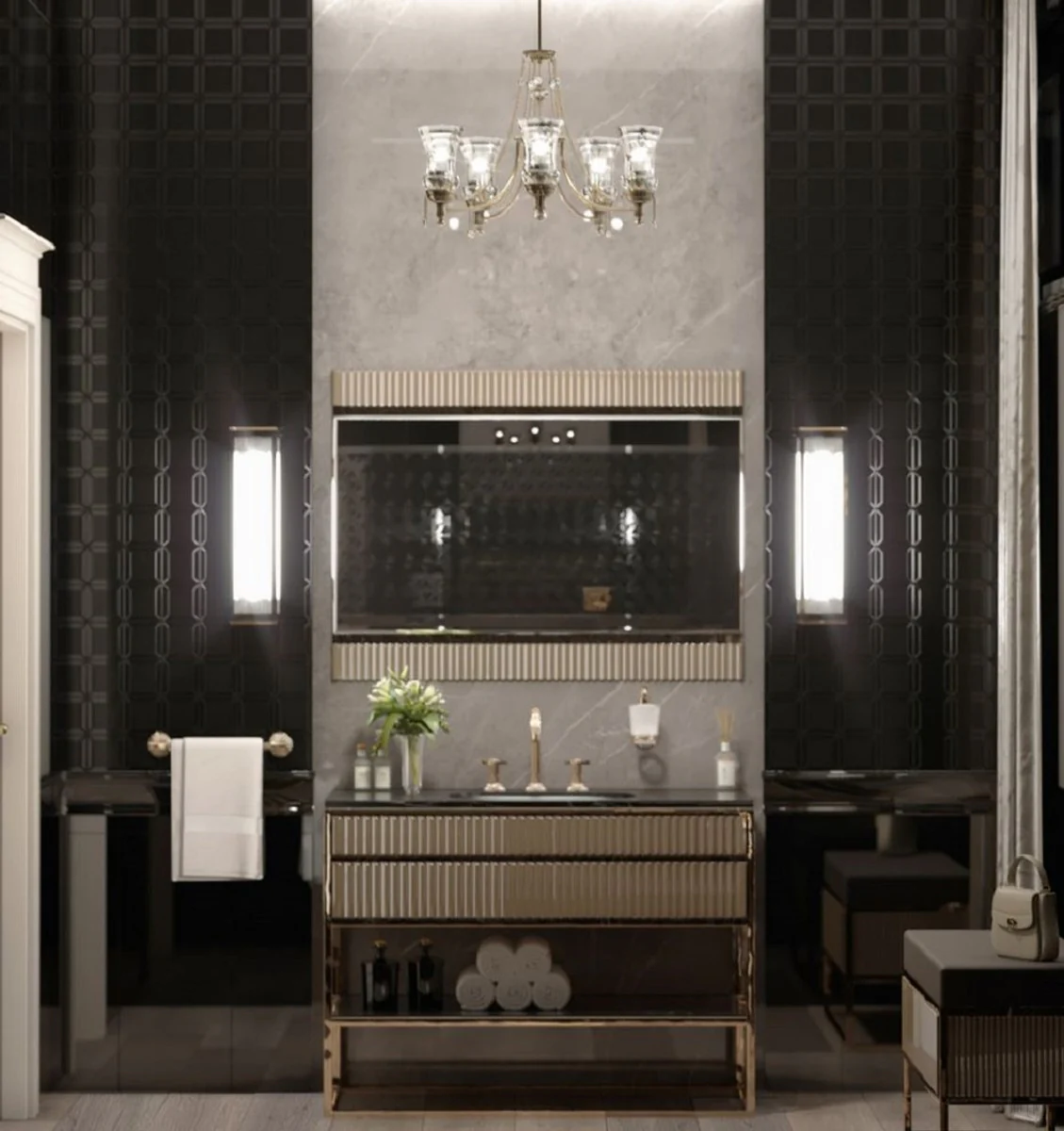 Casa Padrino ara?a de luces de cristal barroco de lujo lat¨®n con p¨¢tina ? 80 cm