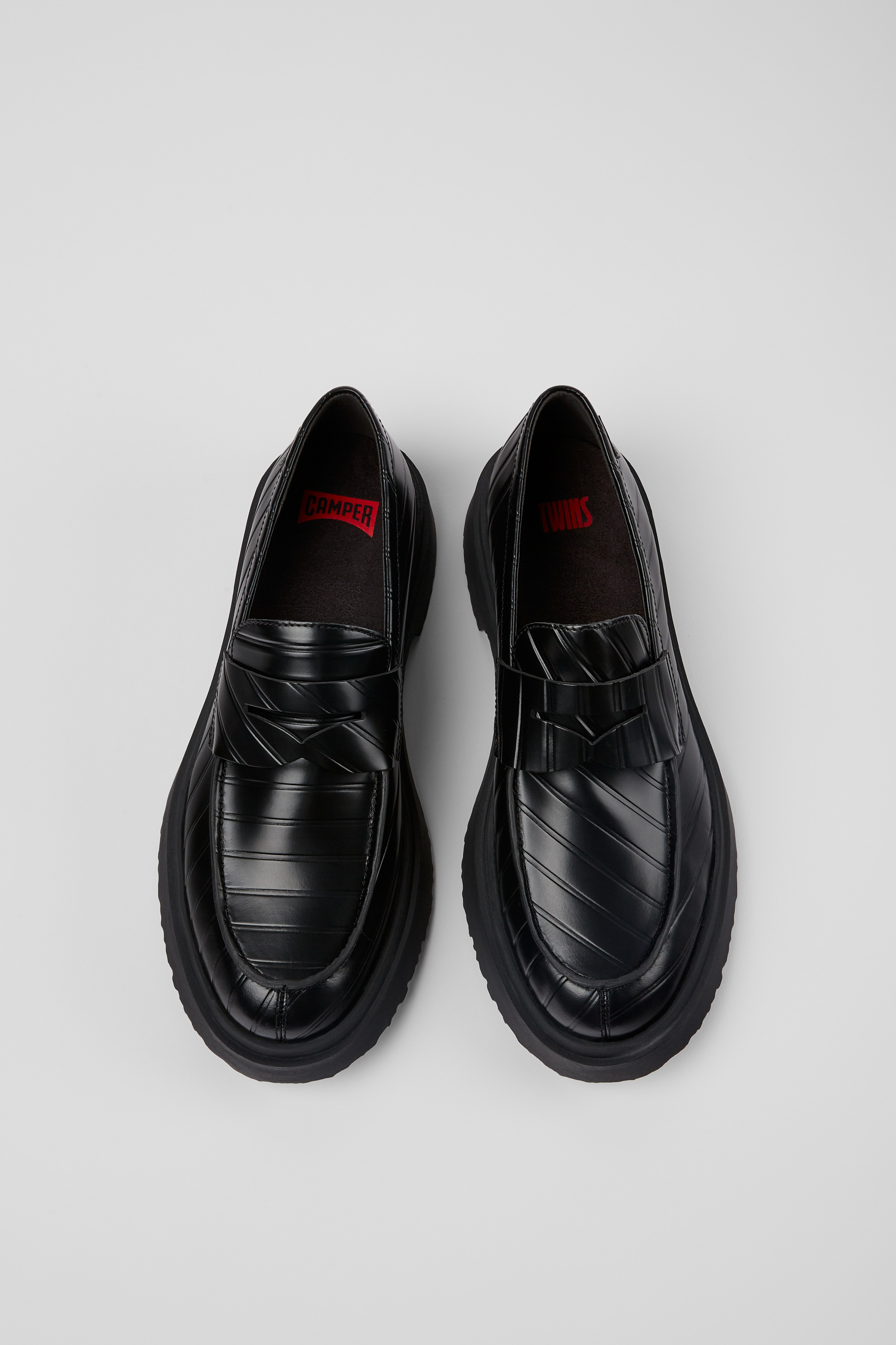 Twins - Black leather loafers for men