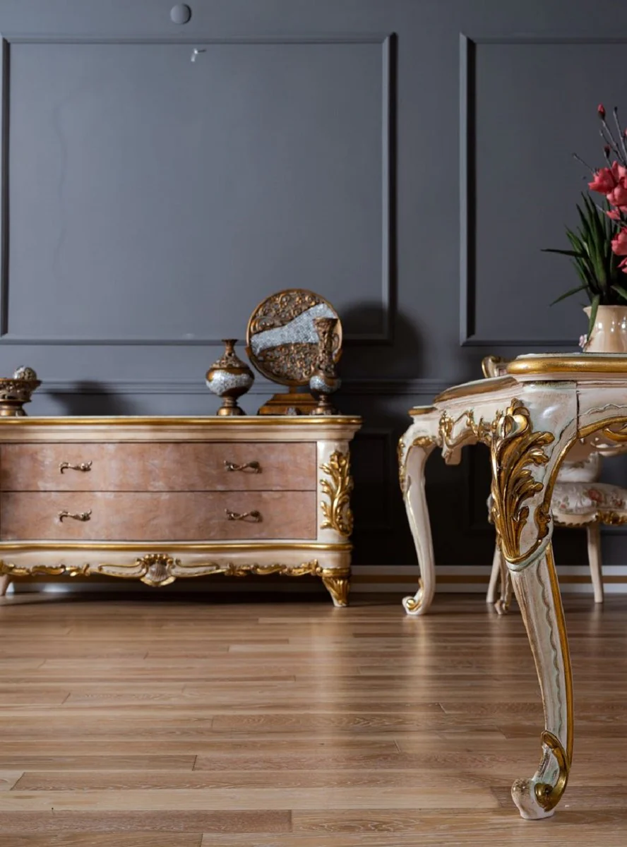 Casa Padrino conjunto de comedor barroco de lujo - 1 Mesa de Comedor Barroco y 8 Sillas de Comedor Barroco con Patr¨®n Elegante - Magn¨ªfico muebles de comedor hechos a mano en estilo barroco